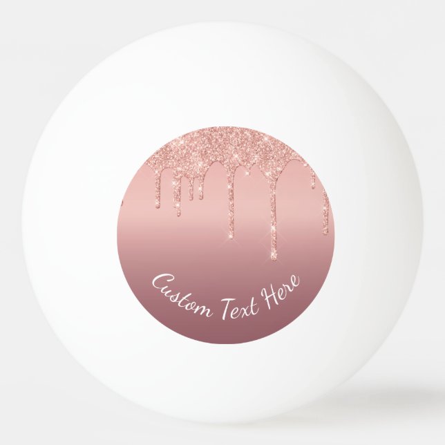 Rose Gold Sparkly Ping Pong Ball Personalized Text (Front)