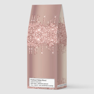 Rose Gold Sparkly Roasted Coffee with Custom Text