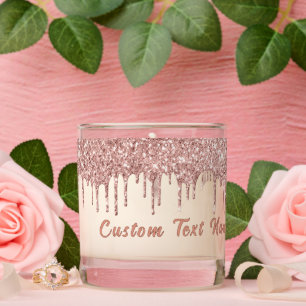 Rose Gold Sparkly Scented Candle with Custom Text