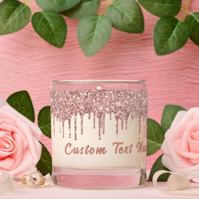 Rose Gold Sparkly Scented Candle with Custom Text (Wedding)