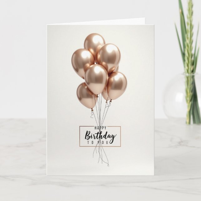 Rose Gold Sphere Birthday Card (Front)