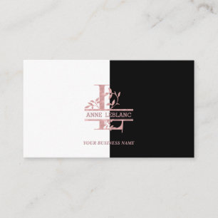 Rose Gold Split Custom Monogram Letter L M N O P Business Card