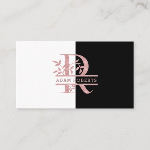 Rose Gold Split Custom Monogram Letter R Q S T U Business Card