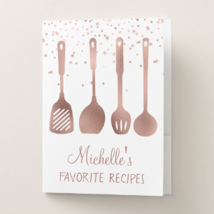 Rose Gold Spoon Recipe Book Cookbook Pocket Folder