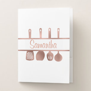 Rose Gold Spoon Recipe Book Cookbook Utensils Pocket Folder
