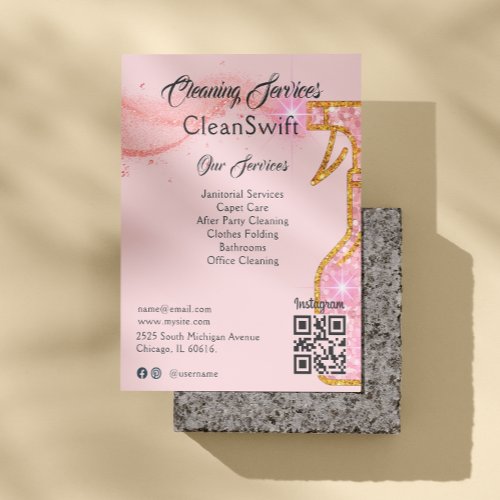 Rose Gold Spray Cleaner House Cleaning Flyer