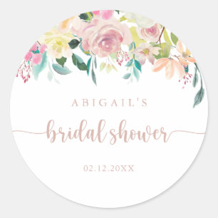 Rose Gold Spring Floral Bridal Shower Favor    Classic Round Sticker