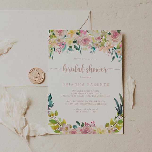 Rose Gold Spring Floral Bridal Shower  Invitation (Creator Uploaded)
