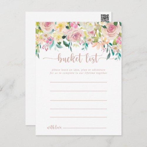 Rose Gold Spring Floral Bucket List Cards