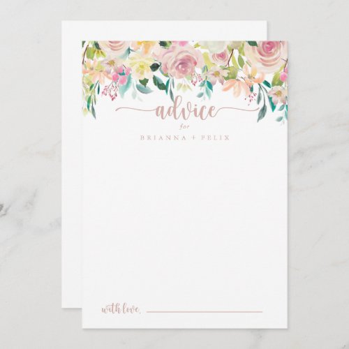 Rose Gold Spring Floral Wedding Advice Card