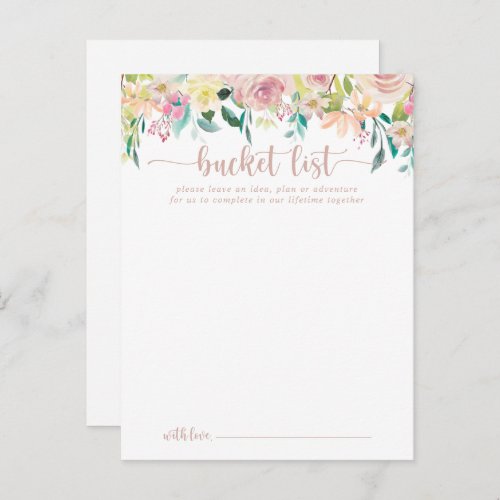 Rose Gold Spring Floral Wedding Bucket List Cards