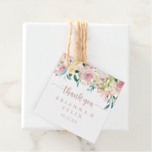 Rose Gold Spring Floral Wedding Favor Tags