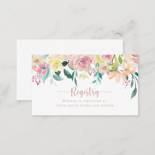 Rose Gold Spring Floral Wedding Gift Registry   Enclosure Card