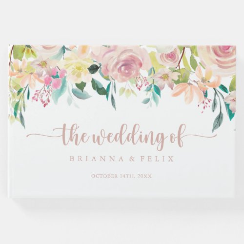 Rose Gold Spring Floral Wedding   Guest Book