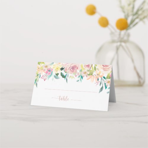Rose Gold Spring Floral Wedding   Place Card