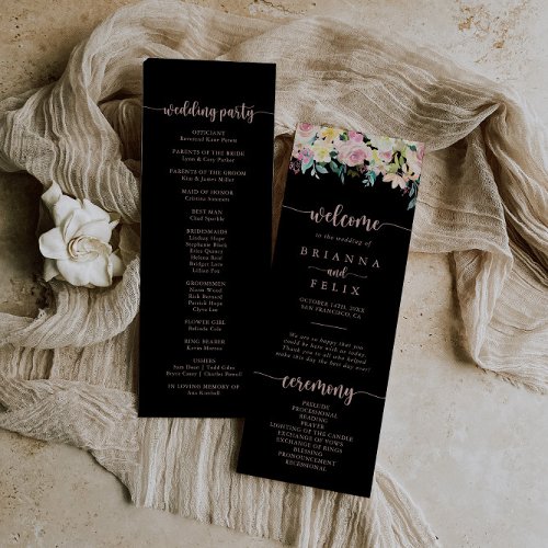 Rose Gold Spring Floral Wedding Program