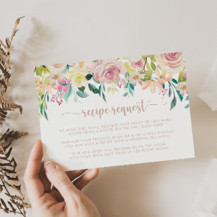 Rose Gold Spring Floral Wedding Recipe Request Enclosure Card
