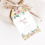 Rose Gold Spring Floral Wedding Thank You   Gift Tags<br><div class="desc">These rose gold spring floral wedding thank you favor tags are perfect for a rustic wedding reception. The design features a wealth of colorful peonies and green foliage, neatly bunched into charming bouquets, inspiring natural beauty. Personalize these tags with a short message, your names, and your wedding date. You can...</div>