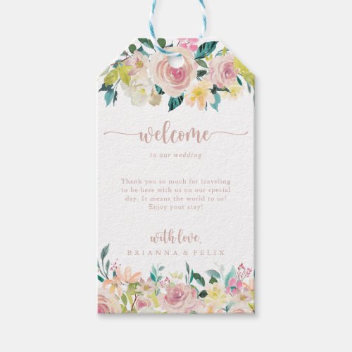 Rose Gold Spring Floral Wedding Welcome  Gift Tags