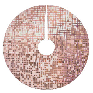 Rose gold: square mosaic tiles. brushed polyester tree skirt