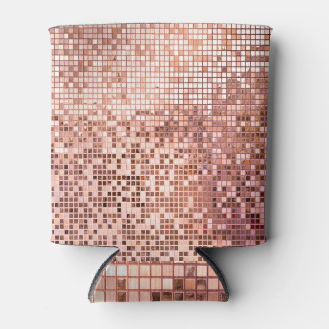 Rose gold: square mosaic tiles. can cooler (Front)