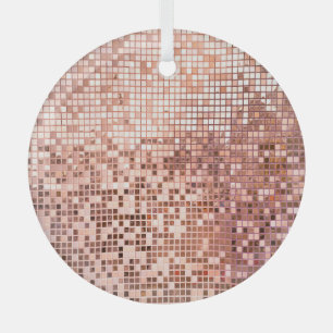 Rose gold: square mosaic tiles. glass ornament