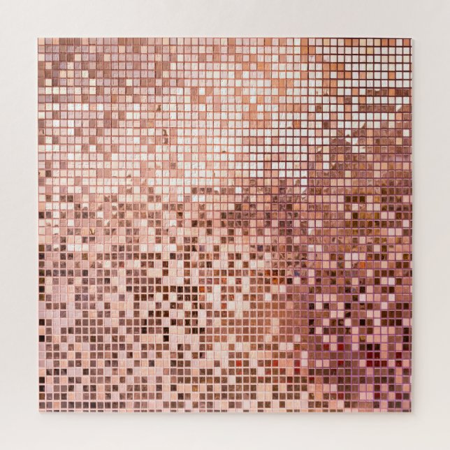 Rose gold: square mosaic tiles. jigsaw puzzle (Vertical)