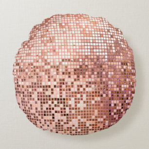 Rose gold: square mosaic tiles. round pillow