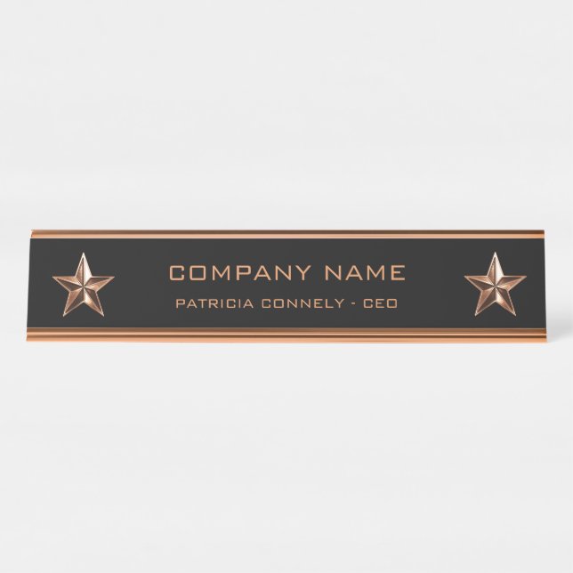Rose Gold Star Company Executive Desk Name Plate (Front)
