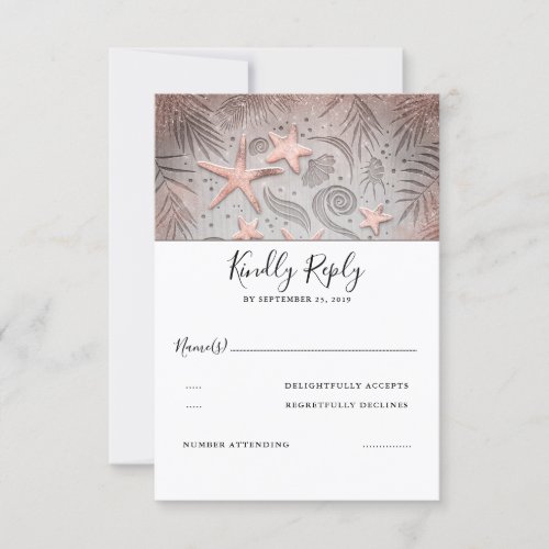 Rose Gold Starfish Beach Wedding RSVP