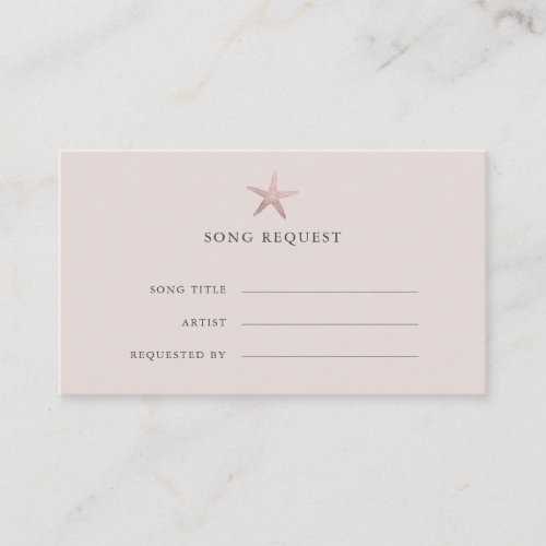Rose Gold Starfish coastal wedding song request Enclosure Card