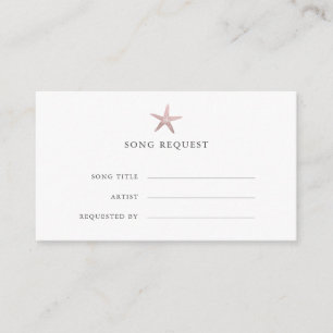 Rose Gold Starfish coastal wedding song request Enclosure Card