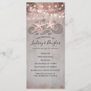 Rose Gold Starfish Couple Beach Wedding Programs