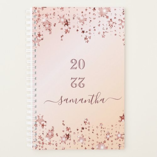 Rose gold stars appointment book 2023 monogram planner