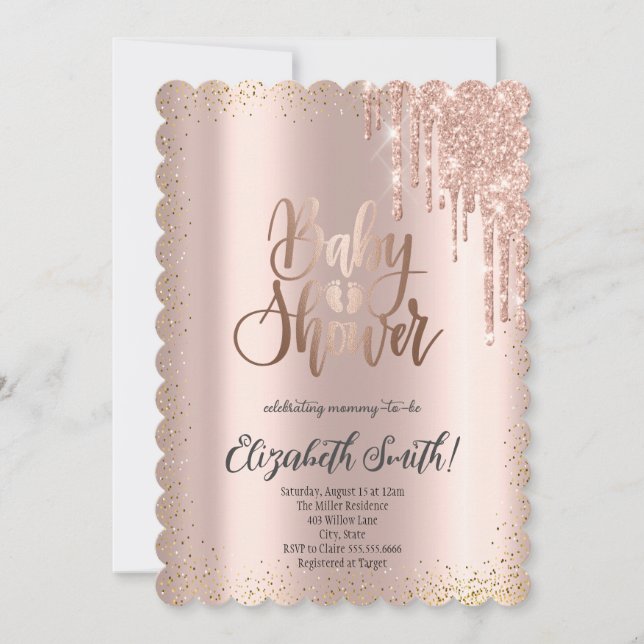 Rose gold, stars Baby Shower Invitation (Front)