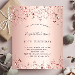 Rose gold stars budget birthday invitation<br><div class="desc">A modern,  stylish and glamorous invitation for a 10th (or any age) birthday party.  A faux rose gold metallic looking background with an elegant faux rose gold twinkling stars. The name is written with a modern dark rose gold colored hand lettered style script.  Templates for your party details.</div>