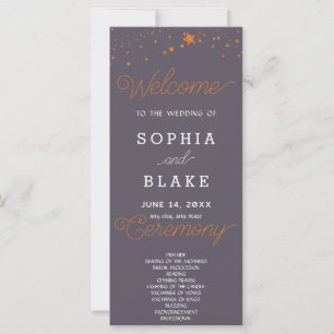 Rose Gold Stars Celestial Gray Wedding Program
