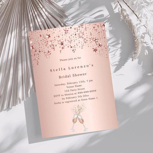 Rose gold stars cheers Bridal Shower Invitation