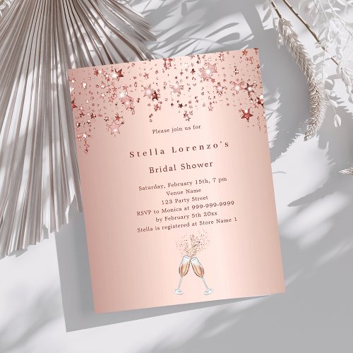 Rose gold stars cheers Bridal Shower invitation