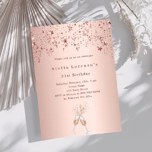 Rose gold stars cheers luxury birthday invitation