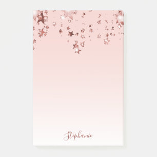 Rose gold stars copper ombre white pastel post-it notes