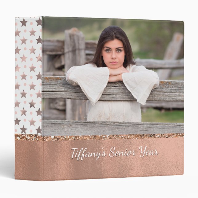 Rose Gold Stars Custom Photograph Binder (Front/Spine)