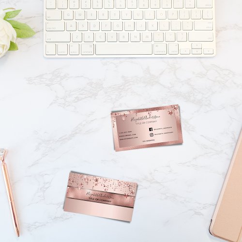 Rose gold stars makeup artist elegant business card