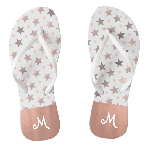 Rose Gold Stars Monogrammed Flip Flops