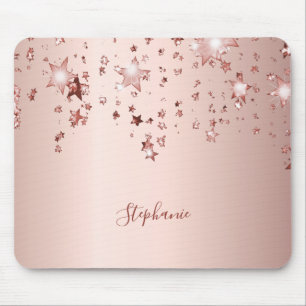 Rose gold stars mouse pad