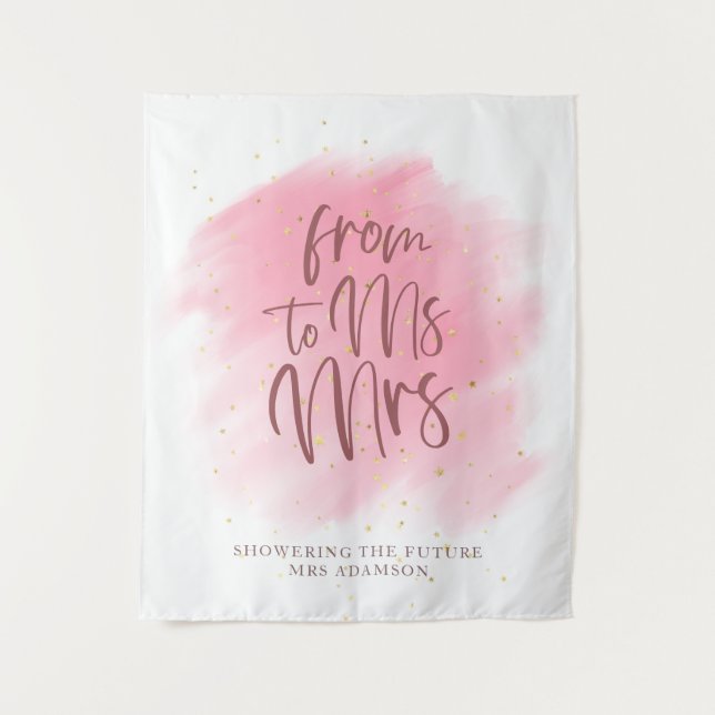 Rose Gold Stars Ms to Mrs Bridal Shower Backdrop (Front)