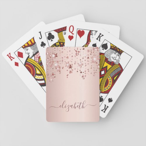 Rose gold stars name playing cards