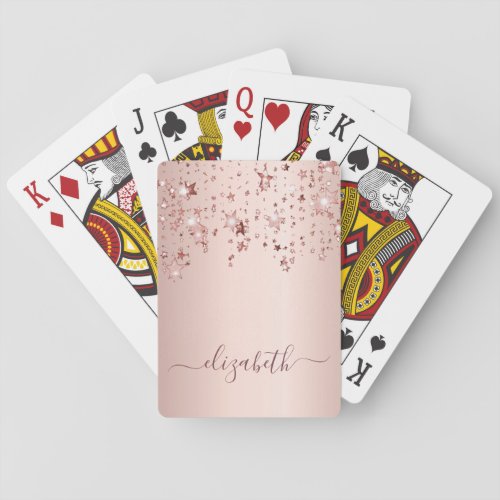 Rose gold stars name poker cards