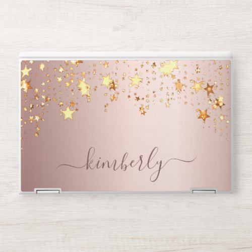 Rose gold stars script elegant modern HP laptop skin