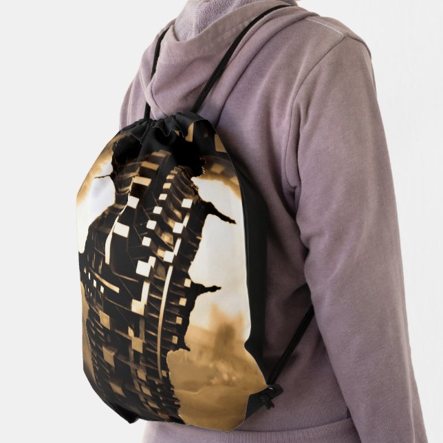 Rose Gold Steampunk  Drawstring Bag (Insitu)